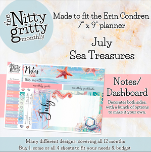 July Sea Treasures - The Nitty Gritty Monthly - Erin Condren Vertical Horizontal