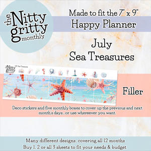 July Sea Treasures - The Nitty Gritty Monthly - Happy Planner Classic