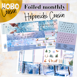 January Winter’s Dream FOILED monthly - Hobonichi Cousin A5 personal planner