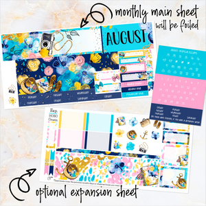 August Tropical Escape FOILED monthly - Hobonichi Cousin A5 personal planner