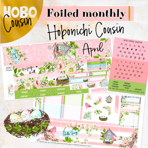 April Spring Whisper FOILED monthly - Hobonichi Cousin A5 personal planner