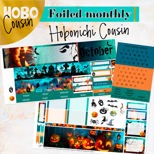 October Haunting Halloween FOILED monthly - Hobonichi Cousin A5 personal planner