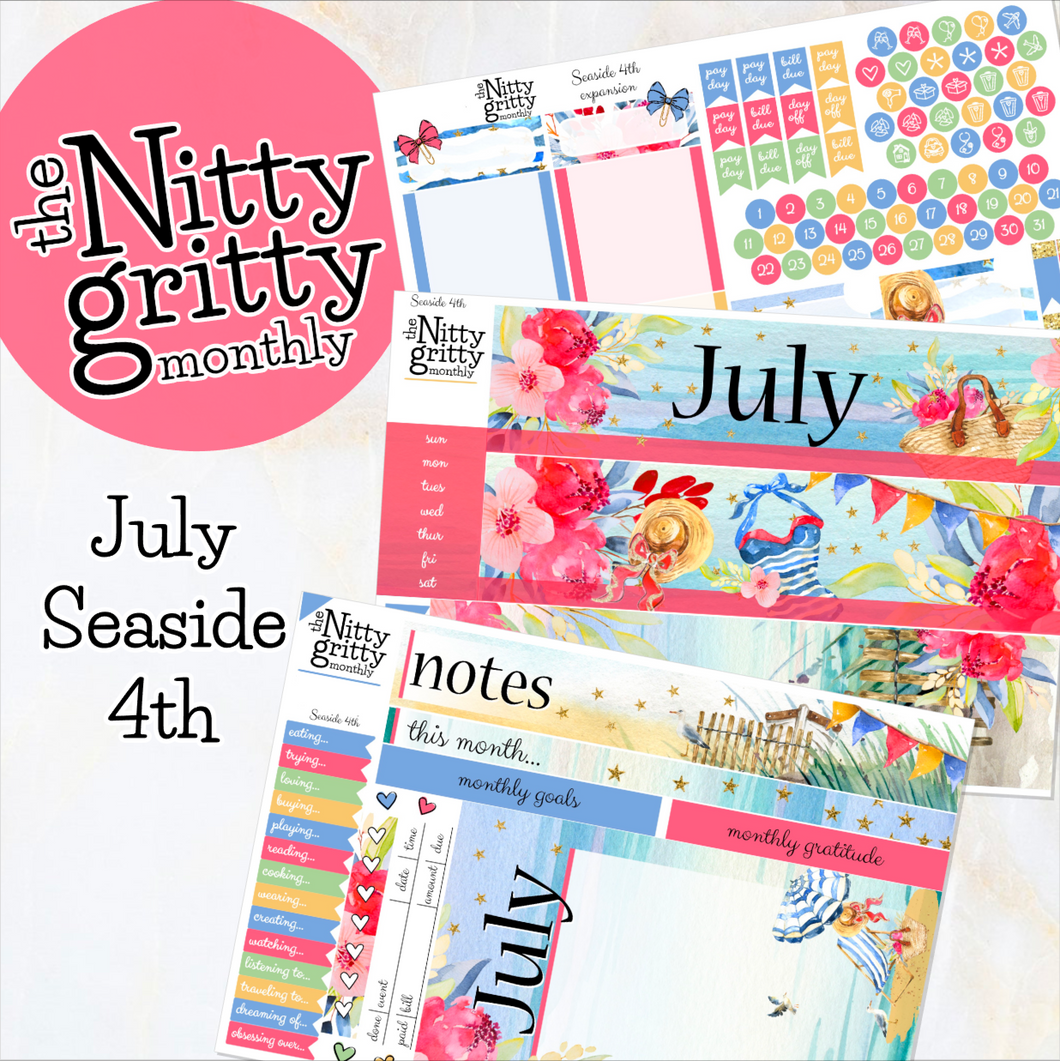 July Seaside 4th - The Nitty Gritty Monthly - Erin Condren Vertical Horizontal