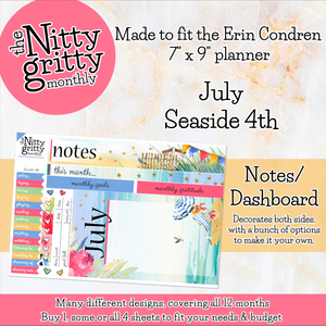 July Seaside 4th - The Nitty Gritty Monthly - Erin Condren Vertical Horizontal