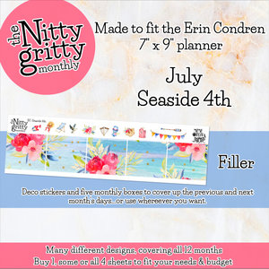 July Seaside 4th - The Nitty Gritty Monthly - Erin Condren Vertical Horizontal