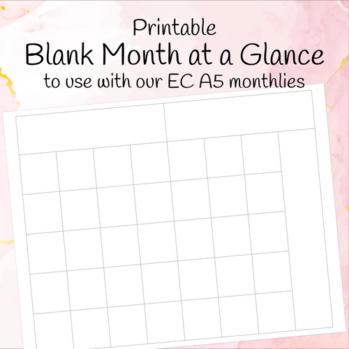 Blank Month at a Glance to use with our EC A5 monthlies