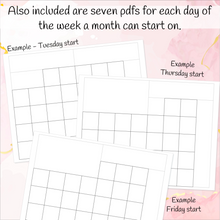 Load image into Gallery viewer, Blank Month at a Glance to use with our EC A5 monthlies