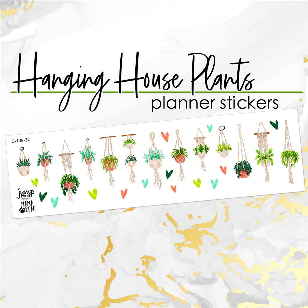 Hanging House Plants - planner stickers          (S-109-34)