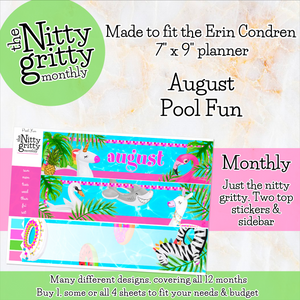 August Pool Fun - The Nitty Gritty Monthly - Erin Condren Vertical Horizontal