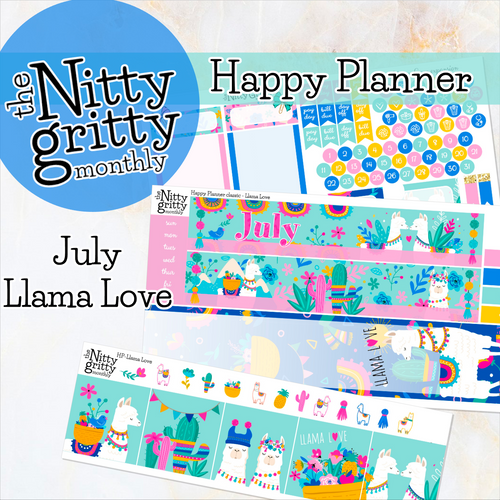 July Llama Love - The Nitty Gritty Monthly - Happy Planner Classic