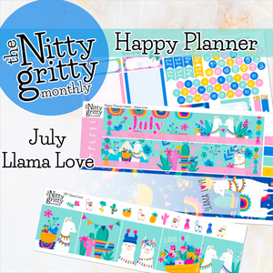 July Llama Love - The Nitty Gritty Monthly - Happy Planner Classic