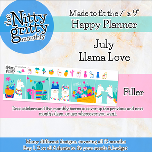 July Llama Love - The Nitty Gritty Monthly - Happy Planner Classic