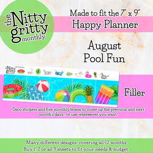 August Pool Fun - The Nitty Gritty Monthly - Happy Planner Classic