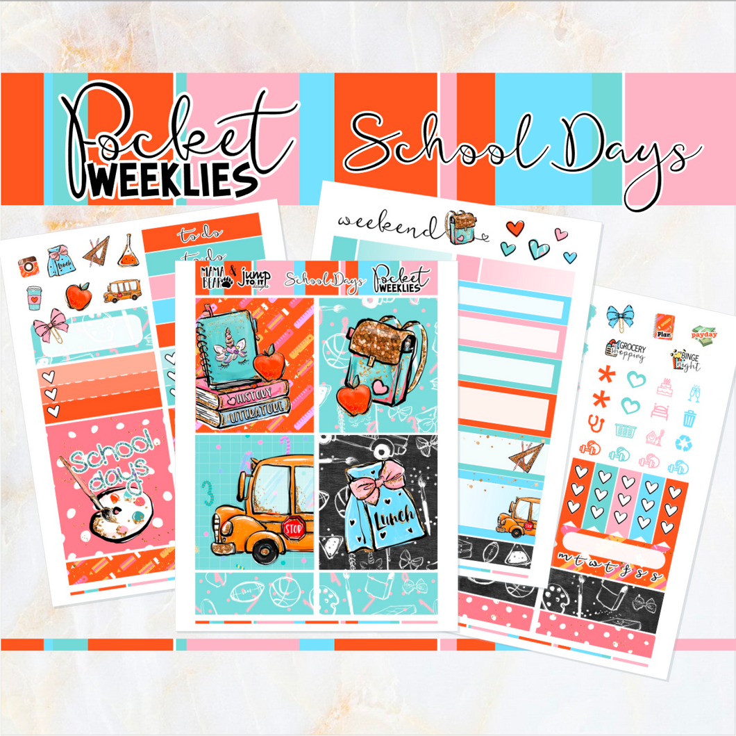 School Days - POCKET Mini Weekly Kit Planner stickers
