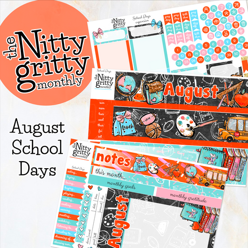 August School Days - The Nitty Gritty Monthly - Erin Condren Vertical Horizontal