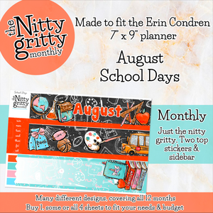 August School Days - The Nitty Gritty Monthly - Erin Condren Vertical Horizontal
