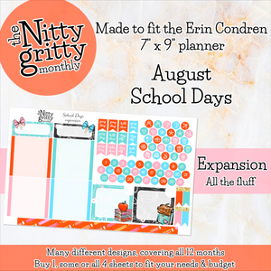 August School Days - The Nitty Gritty Monthly - Erin Condren Vertical Horizontal