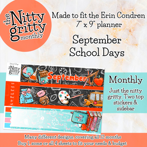 September School Days - The Nitty Gritty Monthly - Erin Condren Vertical Horizontal