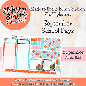 September School Days - The Nitty Gritty Monthly - Erin Condren Vertical Horizontal