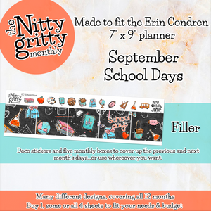 September School Days - The Nitty Gritty Monthly - Erin Condren Vertical Horizontal