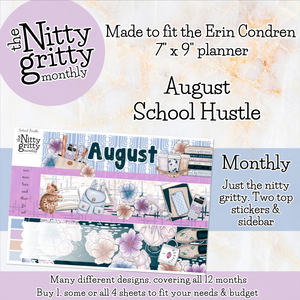 August School Hustle - The Nitty Gritty Monthly - Erin Condren Vertical Horizontal