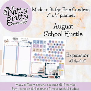 August School Hustle - The Nitty Gritty Monthly - Erin Condren Vertical Horizontal