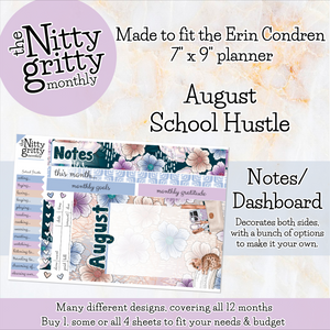 August School Hustle - The Nitty Gritty Monthly - Erin Condren Vertical Horizontal