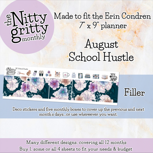 August School Hustle - The Nitty Gritty Monthly - Erin Condren Vertical Horizontal