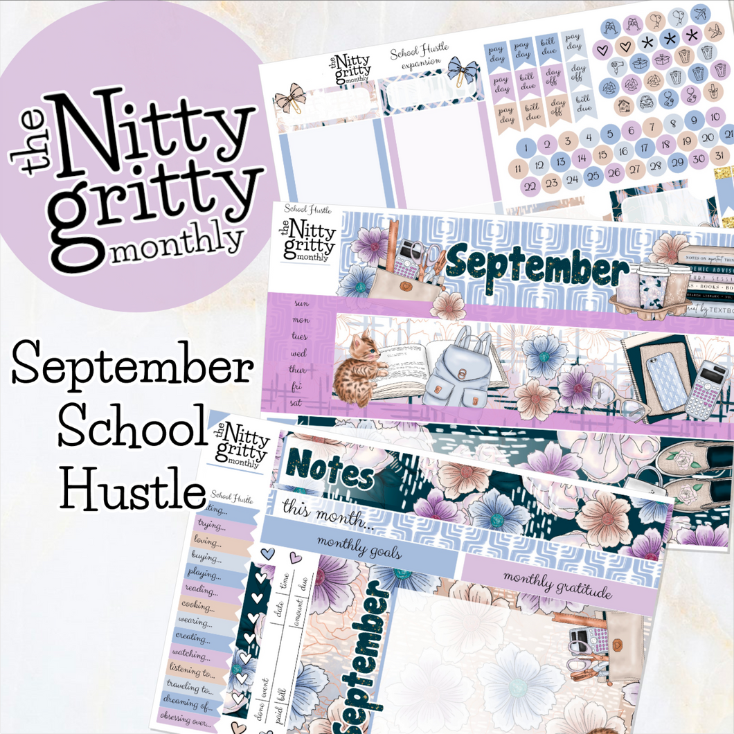 September School Hustle - The Nitty Gritty Monthly - Erin Condren Vertical Horizontal
