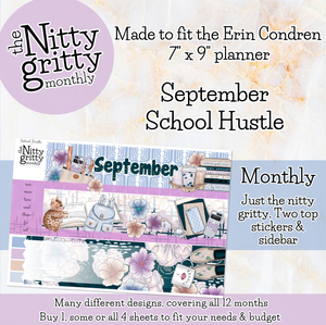 September School Hustle - The Nitty Gritty Monthly - Erin Condren Vertical Horizontal