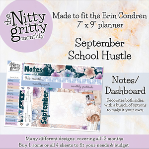 September School Hustle - The Nitty Gritty Monthly - Erin Condren Vertical Horizontal