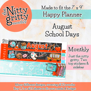 August School Days - The Nitty Gritty Monthly - Happy Planner Classic