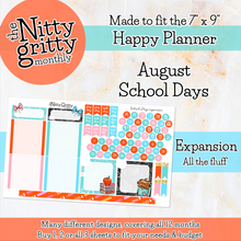 Load image into Gallery viewer, August School Days - The Nitty Gritty Monthly - Happy Planner Classic