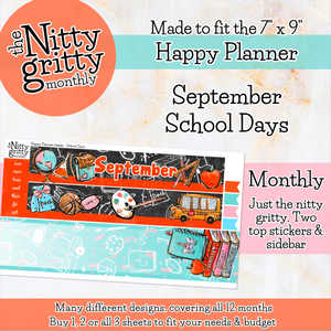 September School Days - The Nitty Gritty Monthly - Happy Planner Classic