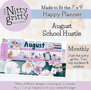 August School Hustle - The Nitty Gritty Monthly - Happy Planner Classic