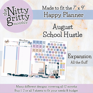 August School Hustle - The Nitty Gritty Monthly - Happy Planner Classic