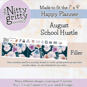 August School Hustle - The Nitty Gritty Monthly - Happy Planner Classic