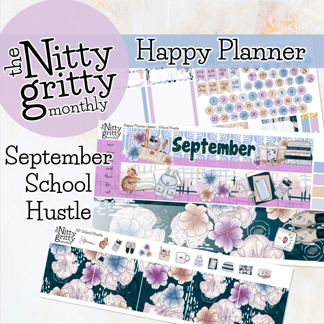 September School Hustle - The Nitty Gritty Monthly - Happy Planner Classic