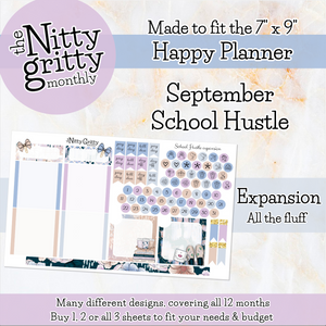 September School Hustle - The Nitty Gritty Monthly - Happy Planner Classic