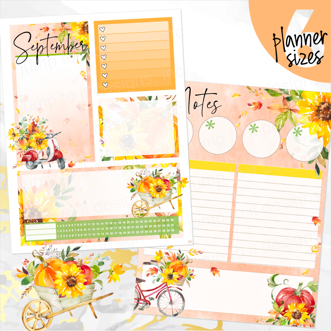 September Sunflowers Notes monthly sticker - Erin Condren Vertical Horizontal 7