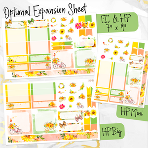September Sunflowers monthly - Erin Condren Vertical Horizontal 7"x9", Happy Planner Classic, Mini & Big