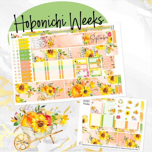 September Sunflowers monthly - Hobonichi Weeks personal planner