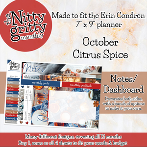 October Citrus Spice - The Nitty Gritty Monthly - Erin Condren Vertical Horizontal