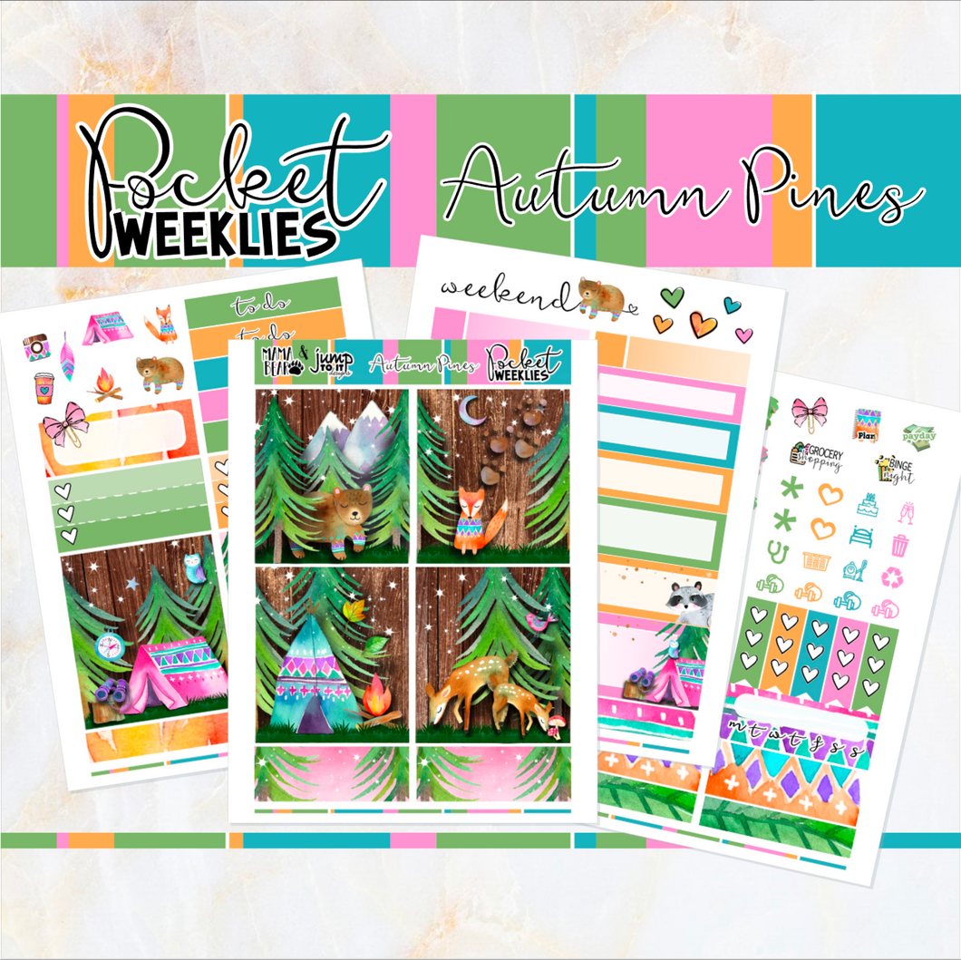 Autumn Pines - POCKET Mini Weekly Kit Planner stickers