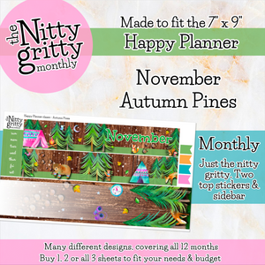 November Autumn Pines - The Nitty Gritty Monthly - Happy Planner Classic