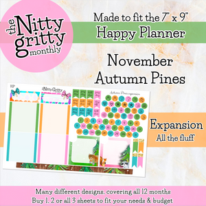 November Autumn Pines - The Nitty Gritty Monthly - Happy Planner Classic