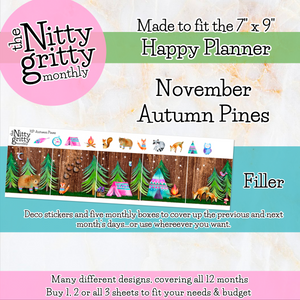 November Autumn Pines - The Nitty Gritty Monthly - Happy Planner Classic