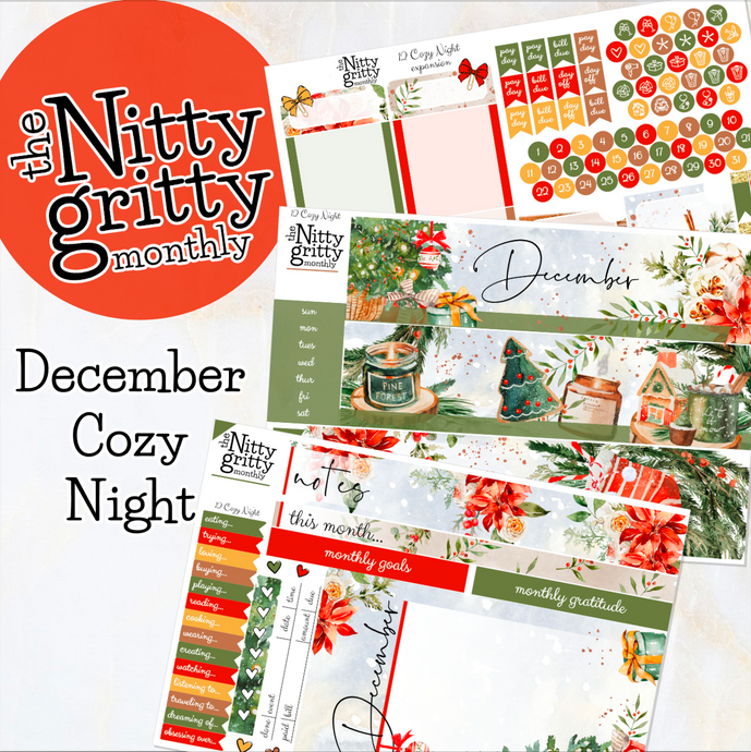 December Cozy Night Christmas - The Nitty Gritty Monthly - Erin Condren Vertical Horizontal