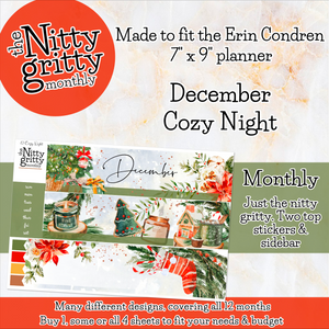 December Cozy Night Christmas - The Nitty Gritty Monthly - Erin Condren Vertical Horizontal