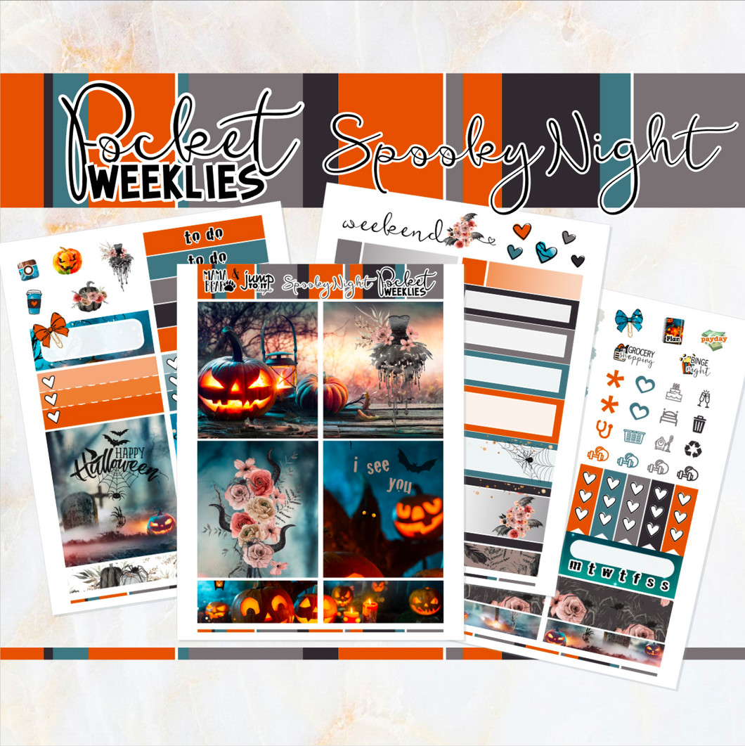 October Spooky Night Halloween - POCKET Mini Weekly Kit Planner stickers